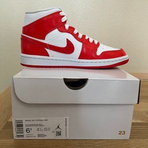Nike Air Jordan 1 Mid Red White Habanero Women 6.5